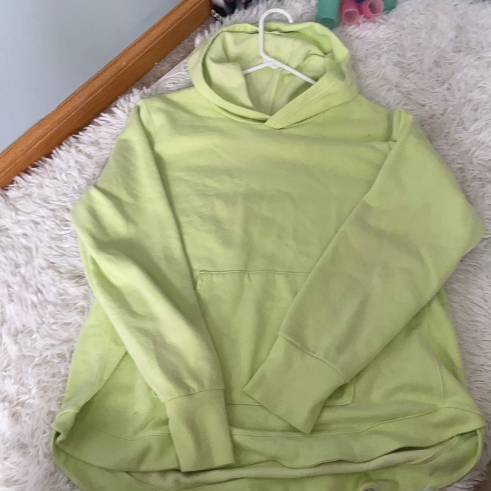 green sweatshirt